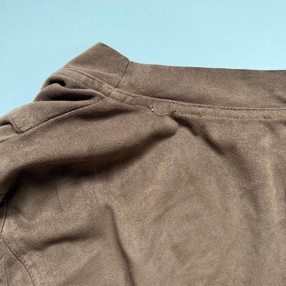 brown open front‎ cardigan faux suede long sleeve Size S/M Simply Noelle - Picture 5 of 12